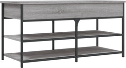 vidaXL - Schoenenbankje - 100x42,5x50 - cm - bewerkt - hout - grijs - sonoma - eiken