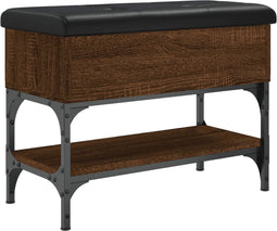 vidaXL - Schoenenbankje - 62x32x45 - cm - bewerkt - hout - bruin - eikenkleur