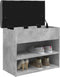 vidaXL - Schoenenbankje - 62x32x50 - cm - bewerkt - hout - betongrijs