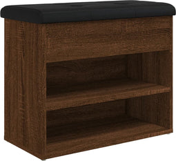 vidaXL - Schoenenbankje - 62x32x50 - cm - bewerkt - hout - bruin - eikenkleur