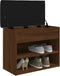 vidaXL - Schoenenbankje - 62x32x50 - cm - bewerkt - hout - bruin - eikenkleur