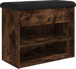 vidaXL - Schoenenbankje - 62x32x50 - cm - bewerkt - hout - gerookt - eikenkleurig