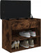 vidaXL - Schoenenbankje - 62x32x50 - cm - bewerkt - hout - gerookt - eikenkleurig