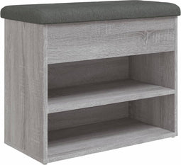 vidaXL - Schoenenbankje - 62x32x50 - cm - bewerkt - hout - grijs - sonoma