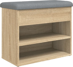 vidaXL - Schoenenbankje - 62x32x50 - cm - bewerkt - hout - sonoma - eikenkleurig