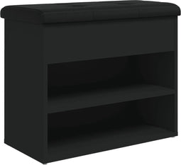 vidaXL - Schoenenbankje - 62x32x50 - cm - bewerkt - hout - zwart