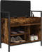 vidaXL - Schoenenbankje - 65,5x32x57,5cm - bewerkt - hout - gerookt - eikenkleurig
