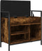 vidaXL - Schoenenbankje - 65,5x32x57,5cm - bewerkt - hout - gerookt - eikenkleurig
