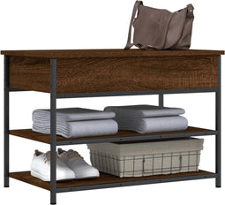 vidaXL - Schoenenbankje - 70x42,5x50 - cm - bewerkt - hout - bruin - eikenkleur