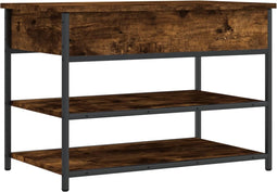 vidaXL - Schoenenbankje - 70x42,5x50 - cm - bewerkt - hout - gerookt - eikenkleurig