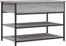 vidaXL - Schoenenbankje - 70x42,5x50 - cm - bewerkt - hout - grijs - sonoma - eiken