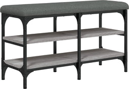 vidaXL - Schoenenbankje - 82x32x47 - cm - bewerkt - hout - grijs - sonoma - eikenkleur