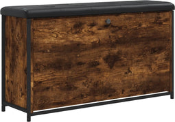 vidaXL - Schoenenbankje - met - klaplade - 102x32x56 - cm - gerookt - eikenkleurig