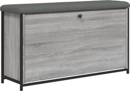 vidaXL - Schoenenbankje - met - klaplade - 102x32x56 - cm - grijs - sonoma - eiken