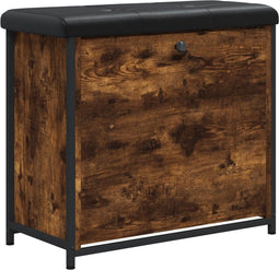 vidaXL - Schoenenbankje - met - klaplade - 62x32x56 - cm - gerookt - eikenkleurig