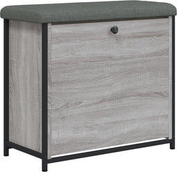 vidaXL - Schoenenbankje - met - klaplade - 62x32x56 - cm - grijs - sonoma - eikenkleur