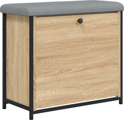 vidaXL - Schoenenbankje - met - klaplade - 62x32x56 - cm - sonoma - eikenkleurig