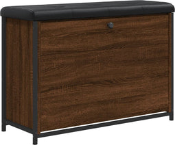 vidaXL - Schoenenbankje - met - klaplade - 82x32x56 - cm - bruin - eikenkleur
