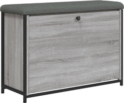 vidaXL - Schoenenbankje - met - klaplade - 82x32x56 - cm - grijs - sonoma - eikenkleur