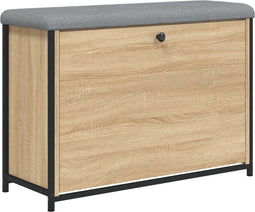 vidaXL - Schoenenbankje - met - klaplade - 82x32x56 - cm - sonoma - eikenkleurig