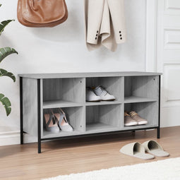 vidaXL - Schoenenkast - 100x35x50 - cm - bewerkt - hout - grijs - sonoma - eikenkleur