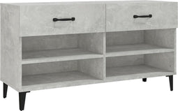 vidaXL - Schoenenkast - 102x35x55 - cm - bewerkt - hout - betongrijs