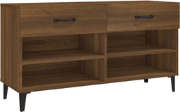 vidaXL - Schoenenkast - 102x35x55 - cm - bewerkt - hout - bruin - eikenkleur