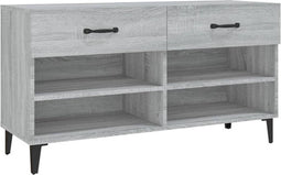 vidaXL - Schoenenkast - 102x35x55 - cm - bewerkt - hout - grijs - sonoma - eikenkleur