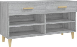 vidaXL - Schoenenkast - 102x35x55 - cm - bewerkt - hout - grijs - sonoma - eikenkleur