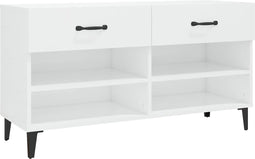 vidaXL - Schoenenkast - 102x35x55 - cm - bewerkt - hout - hoogglans - wit