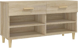 vidaXL - Schoenenkast - 102x35x55 - cm - bewerkt - hout - sonoma - eikenkleurig