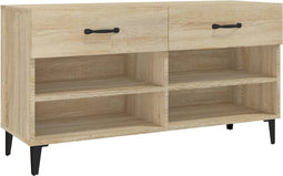 vidaXL - Schoenenkast - 102x35x55 - cm - bewerkt - hout - sonoma - eikenkleurig