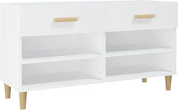 vidaXL - Schoenenkast - 102x35x55 - cm - bewerkt - hout - wit