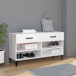 vidaXL - Schoenenkast - 102x35x55 - cm - bewerkt - hout - wit