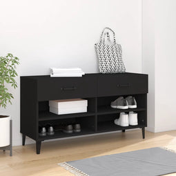 vidaXL - Schoenenkast - 102x35x55 - cm - bewerkt - hout - zwart