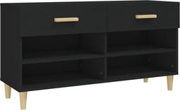 vidaXL - Schoenenkast - 102x35x55 - cm - bewerkt - hout - zwart