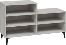 vidaXL - Schoenenkast - 102x36x60 - cm - bewerkt - hout - betongrijs