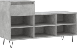 vidaXL - Schoenenkast - 102x36x60 - cm - bewerkt - hout - betongrijs