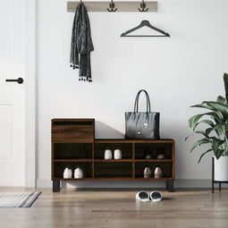 vidaXL - Schoenenkast - 102x36x60 - cm - bewerkt - hout - bruin - eikenkleur