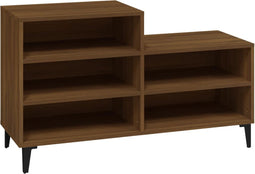vidaXL - Schoenenkast - 102x36x60 - cm - bewerkt - hout - bruin - eikenkleur