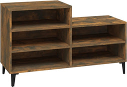 vidaXL - Schoenenkast - 102x36x60 - cm - bewerkt - hout - gerookt - eikenkleurig