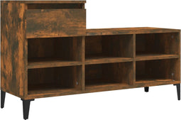 vidaXL - Schoenenkast - 102x36x60 - cm - bewerkt - hout - gerookt - eikenkleurig