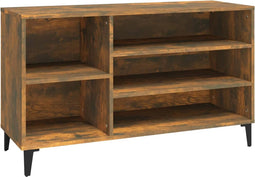 vidaXL - Schoenenkast - 102x36x60 - cm - bewerkt - hout - gerookt - eikenkleurig