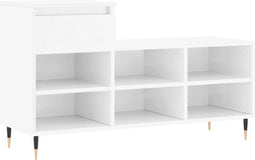 vidaXL - Schoenenkast - 102x36x60 - cm - bewerkt - hout - hoogglans - wit