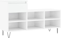 vidaXL - Schoenenkast - 102x36x60 - cm - bewerkt - hout - hoogglans - wit