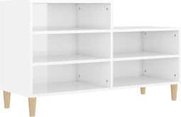 vidaXL - Schoenenkast - 102x36x60 - cm - bewerkt - hout - hoogglans - wit
