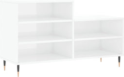 vidaXL - Schoenenkast - 102x36x60 - cm - bewerkt - hout - hoogglans - wit