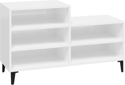 vidaXL - Schoenenkast - 102x36x60 - cm - bewerkt - hout - hoogglans - wit