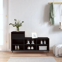 vidaXL - Schoenenkast - 102x36x60 - cm - bewerkt - hout - zwart