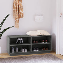 vidaXL - Schoenenkast - 110x34x45 - cm - massief - grenenhout - grijs
